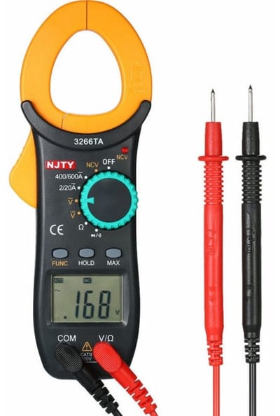 TOVBMUP Draaithermometer - Digitale Tangmultimeter - 2000 Tellingen AC/DC Spanning Weerstand Diode Test - Groot LCD Scherm Ergonomisch Ontwerp Klemmen Zonder Speling - Geschikt voor Elektrische Metingen - Kunststof - 183x47x25mm