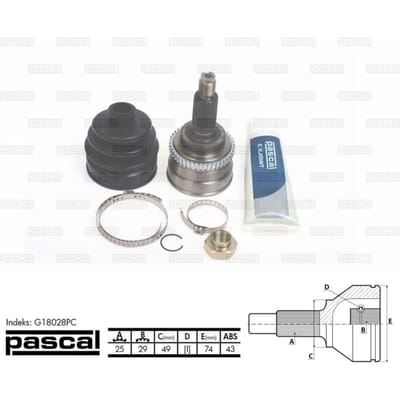 Homokineet reparatie set, aandrijfas PASCAL G18028PC