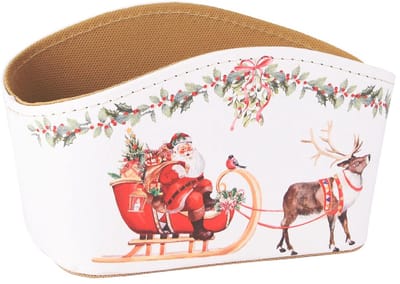 Dekoratief | Bakje ovaal 'Santa Sleigh', wit/rood, pvc, 21x12x11cm | A255915