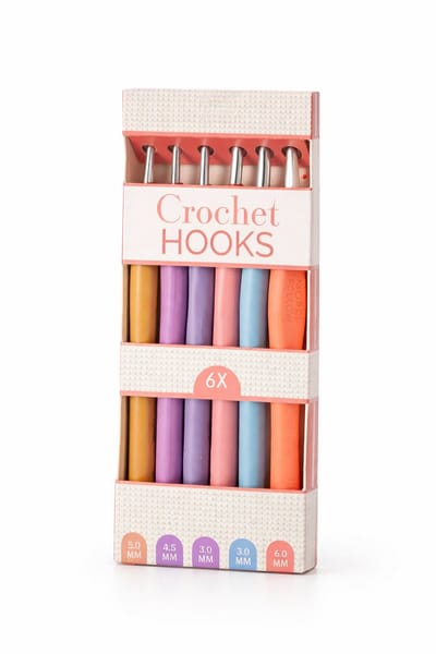 Set van 6 Ergonomische Haaknaalden – Crochet Hooks 2,5 t/m 6,0 mm – Comfort Grip voor Haken & Amigurumi