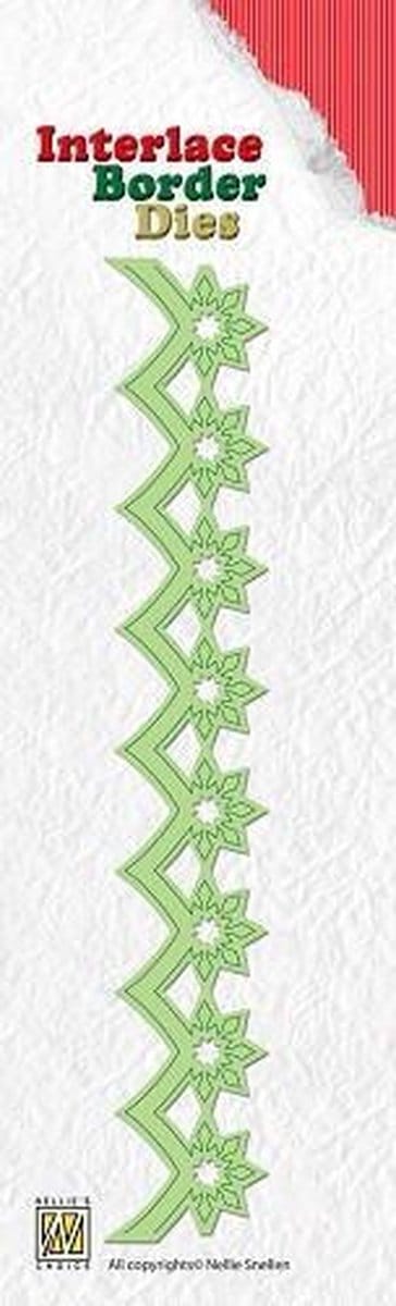 ILD006 Interlace border die kerstmis - kerstster - Snijmal Nellie Snellen rand kerst bloemen - sterren