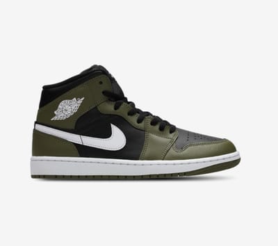 Nike Air Jordan 1 Mid - Maat 44 - Black White Olive - Sneakers Heren - Doos Zonder Deksel