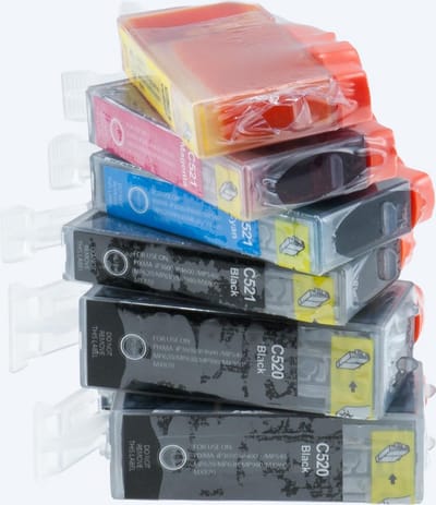 KATRIZ huismerk inkt voor Canon 2X PGI520BK + 1X CLI521BK + 1X CLI521 Cyaan + 1X CLI521 Magenta + 1X CLI521 Geel (6stuks)  - Met chip