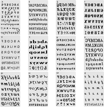 Set van 12 Herbruikbare Letter- en Cijfer Sjablonen voor DIY Scrapbooking, Schilderen en Houtbewerking (7 x 4 inch)