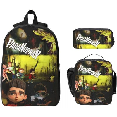 ParaNorman Dessins Animés Films Sac à Dos pour Enfants Sac à Lunch Sacs à Crayons pour Garçons Filles Sacs à Dos Cartable Sac à Dos Ensemble