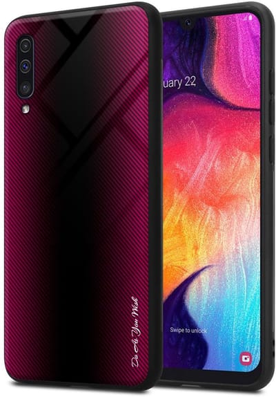 Cadorabo Hoesje geschikt voor Samsung Galaxy A50 4G / A50s / A30s in PAARS ROZE - Beschermhoes gemaakt van TPU silicone Case Cover en achterkant van gehard glas