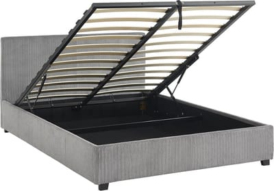 sweeek - Bed met lattenbodem en hoofdeinde, b 202 x d 148 x h 86cm, corduroy afwerking