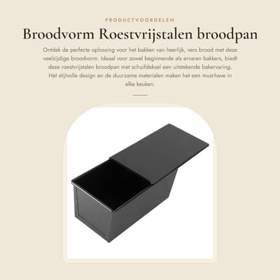 Dailygoods- Broodvorm met deksel - Roestvrij Stalen Broodpan - Antiaanbak Broodvorm - Duurzaam en Schokbestendig - 450 g Capaciteit - 22 x 12 x 10 cm