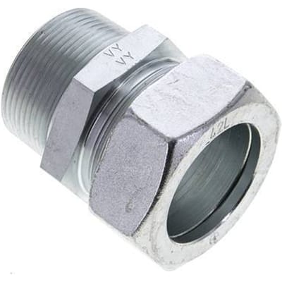 1 1/2'' NPT Buitendraad x 42L Verzinkt Stalen Rechte Snijring Koppeling 160 Bar DIN 2353 - FL2S-MC-EZ-112N-42-L