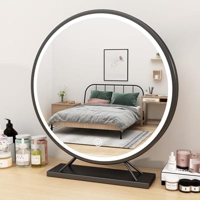 Make-upspiegel LED - Tafelspiegel Verlicht - Make-up Aanbrengen - Aanpasbare Lichtmodi - 50 cm - Zwart