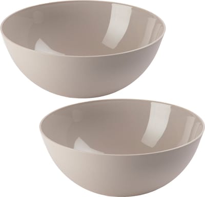 Plasticforte Serveerschaal/Saladeschaal - 2x stuks - D25 x H10 cm - kunststof - beige - 2,5 liter