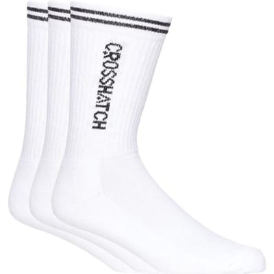 Crosshatch Heren sportsokken (pak van 3) (Wit, Zwart)