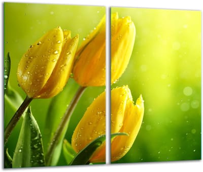 TMK ArtDeko Serie - Glazen Snijplank - 30x52cm - Tulpenmotief - Schokbestendig
