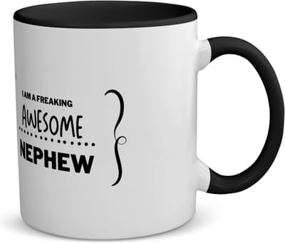 Akyol - i am a freaking awesome nephew koffiemok - theemok - zwart - Neef - beste neef - liefste neef - verjaardag - cadeau - kado - bedankje - geschenk - 350 ML inhoud