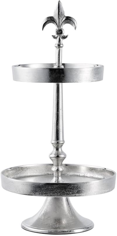 Michael Noll - Etagère met lelie - 2 lagen/verdiepingen - Zilver - 28x28x57 cm
