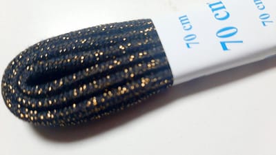 1 paar koordveters rond - zwart met goud - ronde veters - 70cm - feest glitter & glamour - gouden veter rond - feestdagen - glimmer