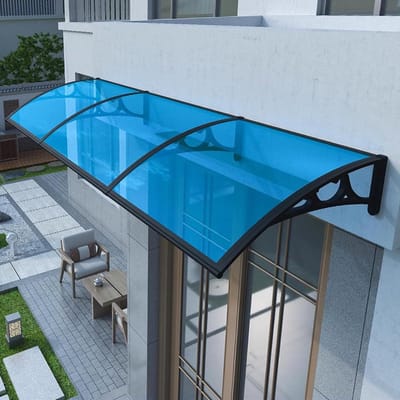 Deurafdak Buitendeurafdak - Luifel Veranda - Droge Entree - Geluidsarm Polycarbonaat - 60x410cm - Blauw