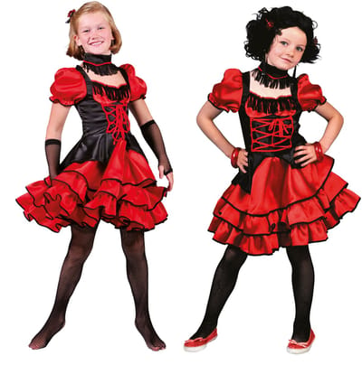 Verkleedpak saloon girl jurk rood meisje French Can Can Rosalie 116 - Carnavalskleding
