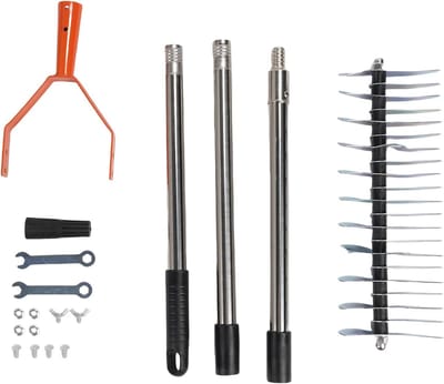 Gazonhark - Gras hark - Dood gras verwijderen - Afneembare ergonomische steel - 134cm lang