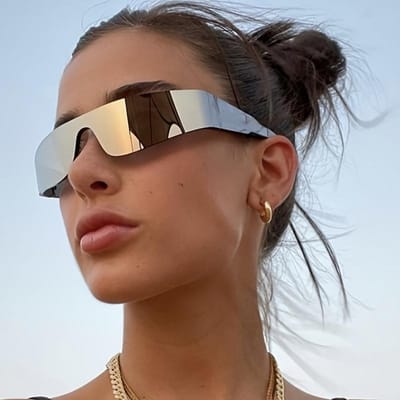 1 pièce Lunettes de Mode pour Femmes Géométriques Polygonales Futures Style Streetwear Cyberpunk Monture Sans Bordure Lunettes Décoratives pour Femmes black