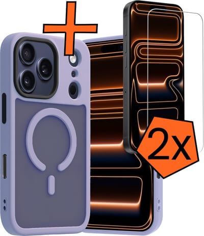 Hoes - Met 2x Screenprotector - Geschikt voor iPhone 17 Pro / 18 Pro - Magsafe Compatible - Sterk & Shockproof - Back Cover - Shock Proof Case - Telefoon Hoes - Lila