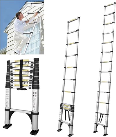 Telescopische Vouwladder 3,8 m - Antislip en Opvouwbaar - Multifuntionele Ladder met 150 kg Draagkracht