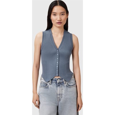 AllSaints Cruz Waistcoat Flint Grey Taglia: L | Gilet Outlet | Donna | Grigio
