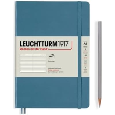Leuchtturm1917 notitieboekje softcover medium a5 gelinieerd stone blue