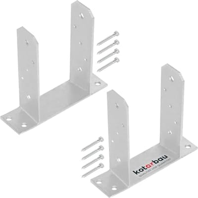 KOTARBAU® 2 stuks Paalhouder, Paalvoet, TT, Paaldrager, Verzinkt Staal, 90 mm, Zilver, Paalsteun, om te Schroeven, voor Houten Palen, voor Tuin