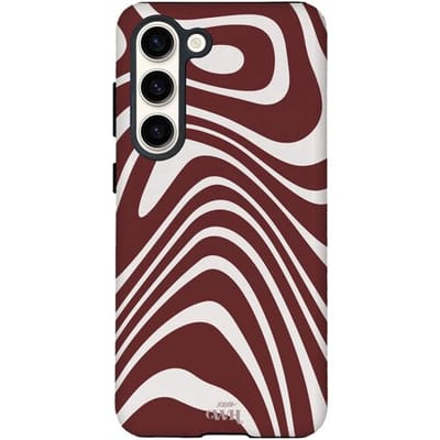xoxo Wildhearts Boogie Wonderland Red - Hoesje geschikt voor Samsung Galaxy S24 - Siliconen hoesje met dubbele beschermlaag - Luxe case - Stevige backcover - Golvenprint - Golvend patroon - golven - Rood