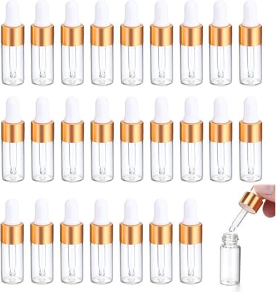 Allecto - Set of 25 Empty Glass Dropper Bottles - Mini Pipette