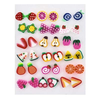 Fako Bijoux® - Kinder Oorbellen - Siliconen - Fimoklei - Fruit - Set - 18 Paar