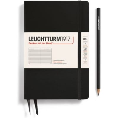 Leuchtturm1917 notitieboek, hardcover, paperback (b6+), gelinieerd, zwart