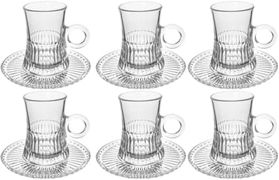 MONOO Turkse Theeglazen met Schoteltje - 125ml - Set van 12