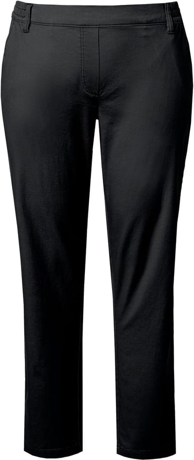 Ulla Popken - Dames - Chino Rena deels elastische tailleband toelopende pijpen - Zwart - Maat 42
