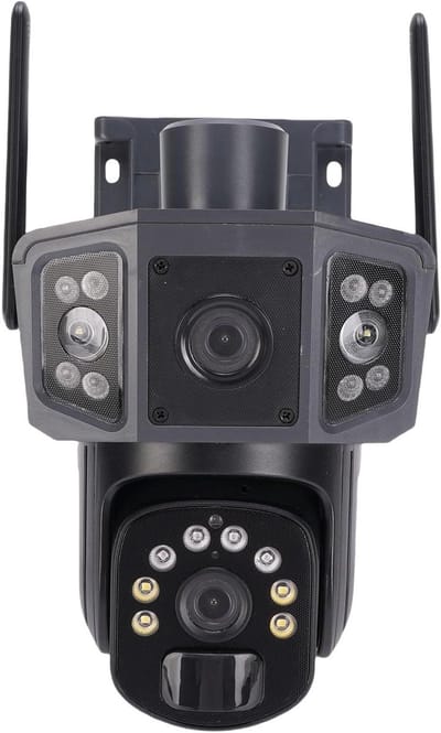 Beveiligingscamera Zonne-energie - Wifi Camera Buiten - Huisbewaking Thuis - Dubbele Lens Geavanceerd - 25 x 18 x 17 cm