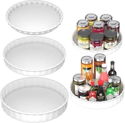 Famanu - Koelkastorganizer, draaiplateau, ronde organizer, kruidenrek, draaibaar, voor specerijen, yoghurt, 3 stuks