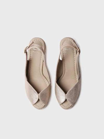 Dames espadrille met hoge hakken, open neus en sleehak van leer | OPRAH