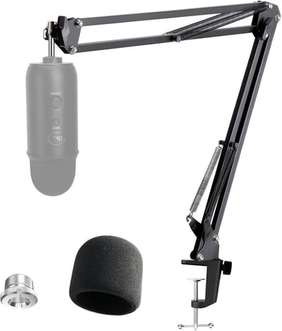 Microfoonhouder verstelbaar met arm en foam voorruit voor Blue Yeti en Yeti Pro