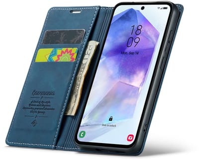 CaseMania Bookcase hoesje geschikt voor Samsung Galaxy S26 - Effen Donkerblauw - Kunstleer