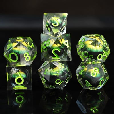 Dobbelstenen Set - RPG Kubussen - Rollenspel Avontuur - Drijvende Pupillen - 7-delig - Cyaan Zwart
