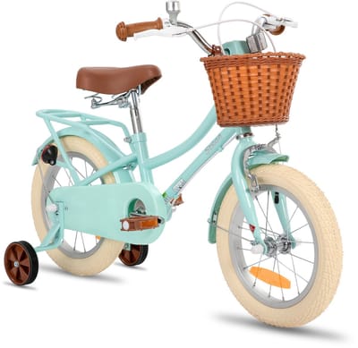 Stitch Manchi Meisjesfiets - 14 Inch - Zijwieltjes - Bell - Handrem - Voor V-Brake en Achter Trommelrem - Groen - Geschikt voor buitenactiviteiten in de lente