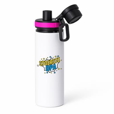 Hacebo® - Stoerste opa waterfles met draaidop roze - Opa - beste opa - verjaardagscadeau - cadeau voor opa - kado - gift - water fles - 850ML
