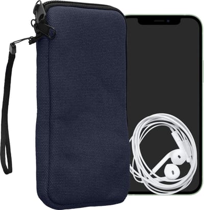 kwmobile Telefoontasje geschikt voor XXL - 7" smartphones - Universeel smartphone hoesje van canvas - 17,7 x 8,5 cm - In donkerblauw