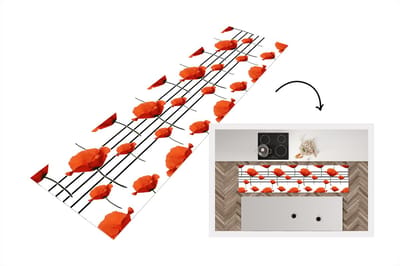 Keukenloper - Loper keuken - Muziek - Notenbalk - Klaproos - 200x50 cm - Keukenloper vinyl