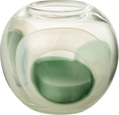 J-Line vaas Livy - glas - groen/wit/transparant - medium - Ø 20 cm