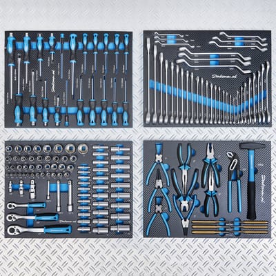 Datona® Gereedschapsset voor 4 lades - 153-delige set gereedschap met carbon finish modules