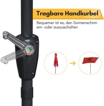 Tuinparasol Depauwonen 340 cm – Grote Ronde Parasol met Zwengel en Kantelfunctie 30° – UV 50+ Waterafstotend – Stalen Frame – Luxe Zonwering voor Tuin, Terras, Balkon en Zwembad – Grijs – Afmetinge...