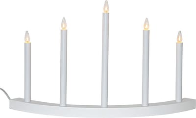 Star Trading 'Accent' houten boog, wit, 5-lamps, E10-lamp, warm wit, H 36 cm, B 60 cm