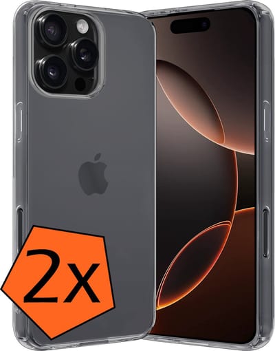 Hoes - 2 Stuks - Geschikt voor Apple iPhone 16 Pro - Sterk & Shockproof - Case Siliconen - Back Cover - Telefoon Hoes - Transparant